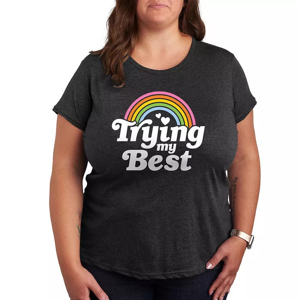 Plus Trying My Best Rainbow Graphic Tee, Women's,  Product Image