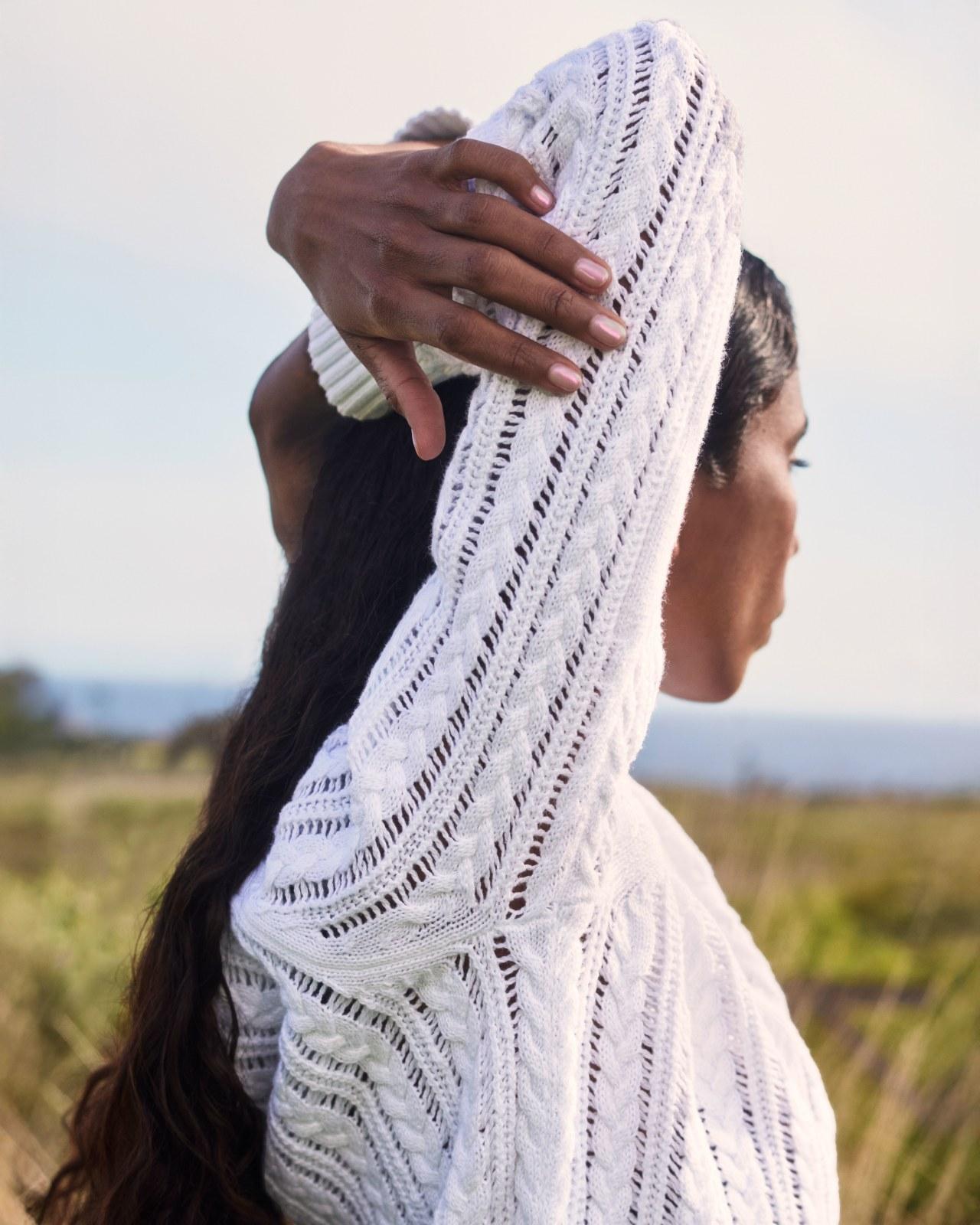 Womens Mesh Cable V-Neck in Everyday Cotton Sweater by Everlane Product Image