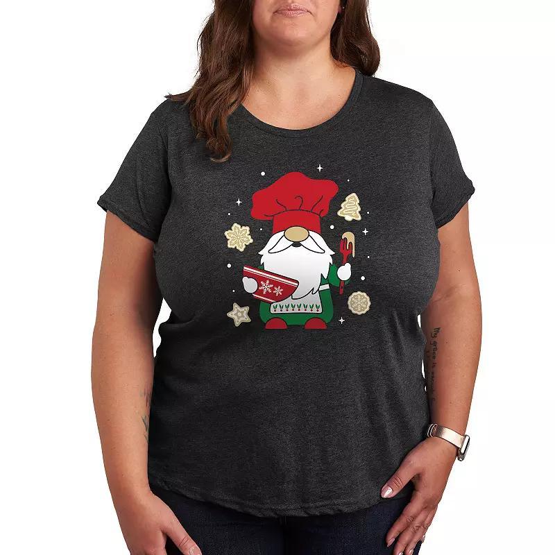 Plus Christmas Baking Gnome Graphic Tee, Girls Heather Grey Product Image