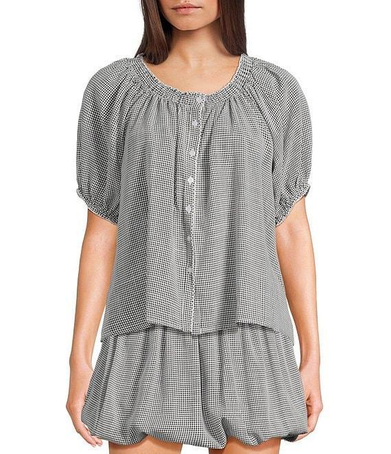 Things Between Button Front Gingham Woven Coordinating Top Product Image