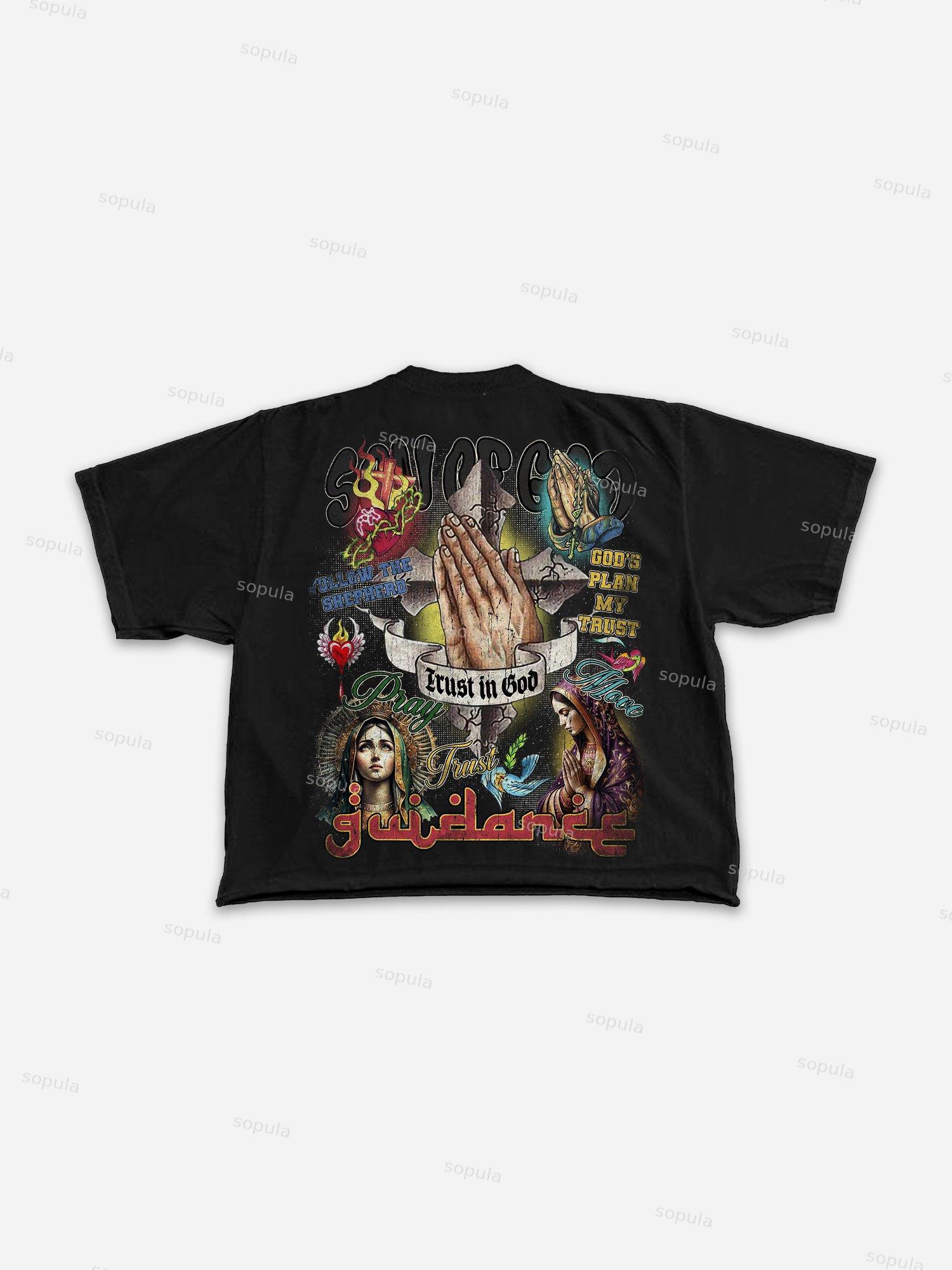 Sopula Son Of God Vintage Collage Graphics Cropped T-Shirts Product Image