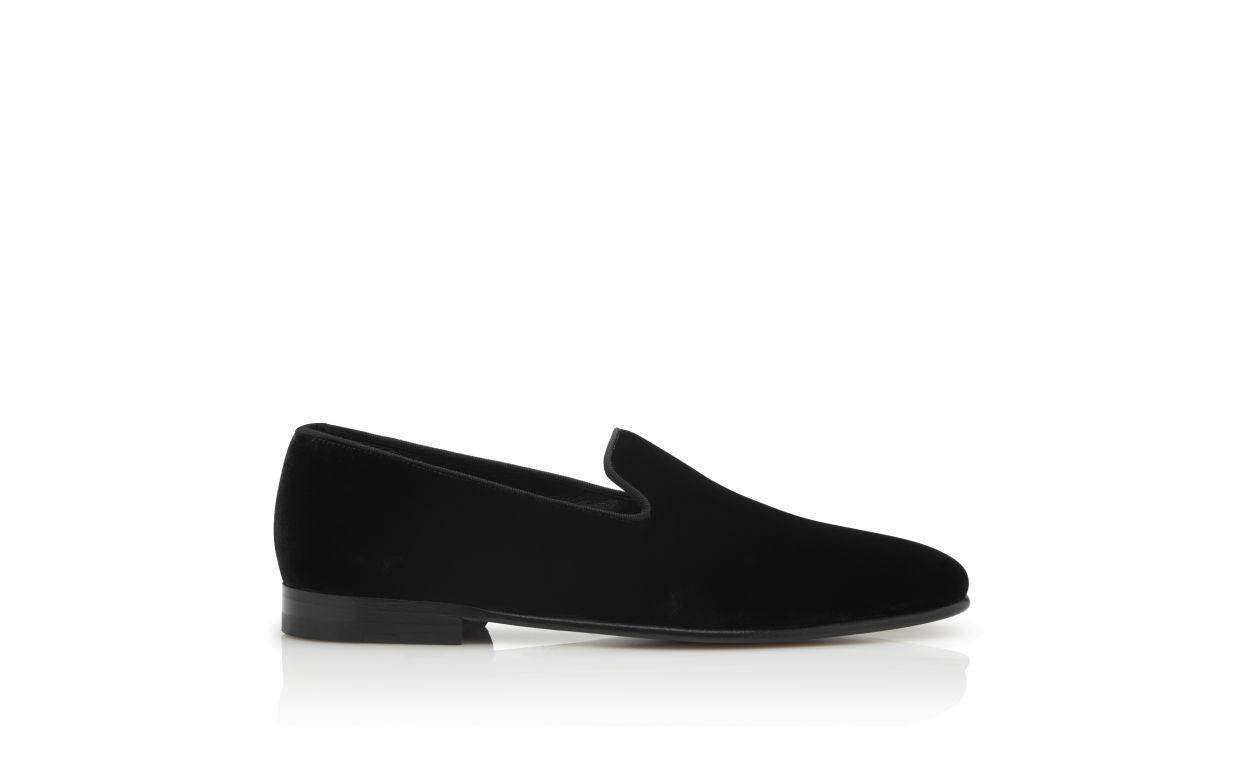 MARIO VELVET Black Velvet Loafers Product Image