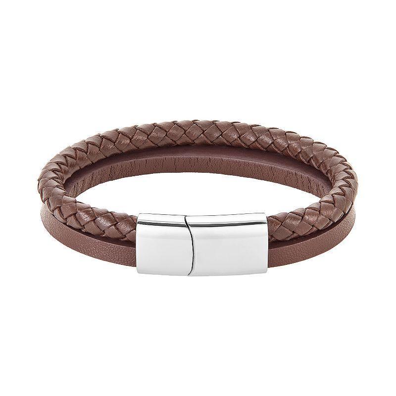 Adornia Stainless Steel Braided Bracelet, Mens, Brown Product Image