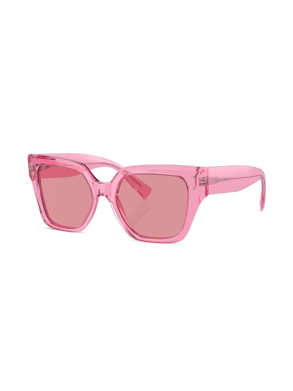 DOLCE & GABBANA Transparent Square-frame Sunglasses In Pink Mirror Internal Silver Product Image