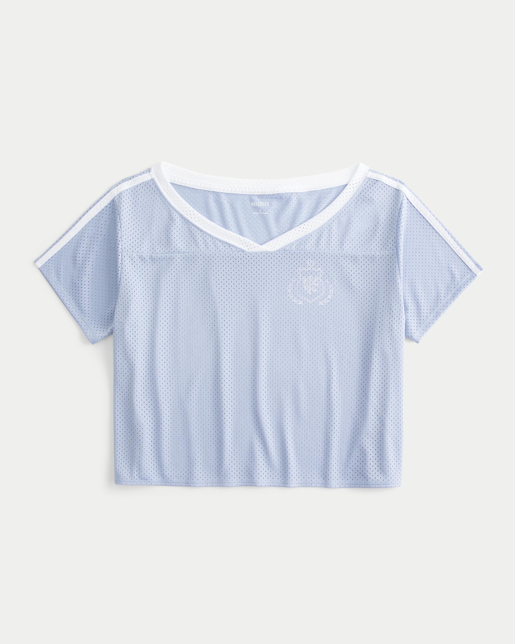 Oversized Off-the-Shoulder Varsity Graphic Jersey Product Image