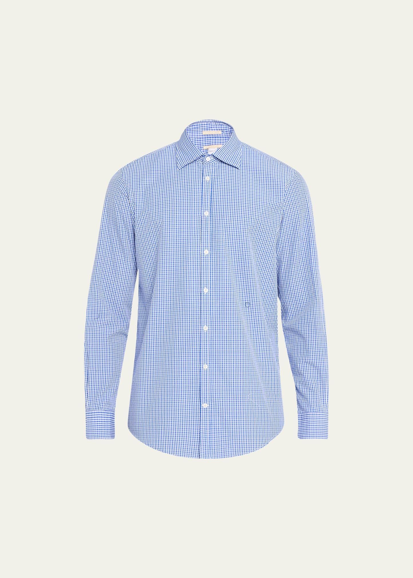 Mens Cotton Micro-Plaid Sport Shirt Product Image