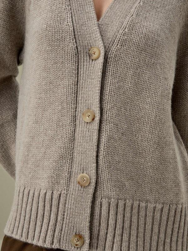 Chunky Knit Wool Cashmere Blend Cardigan Product Image