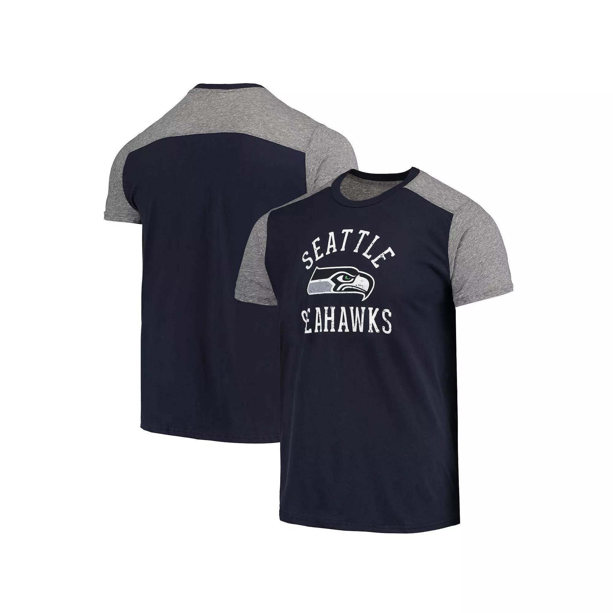 Men's Majestic Threads College Navy/Gray Seattle Seahawks Field Goal Slub T-Shirt, Size: Medium, Blue Product Image