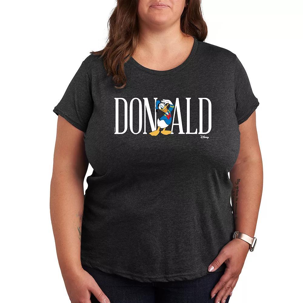 Disney's Donald Duck Plus Simple Font Graphic Tee, Women's, Size: 1XL, Heather Grey Product Image