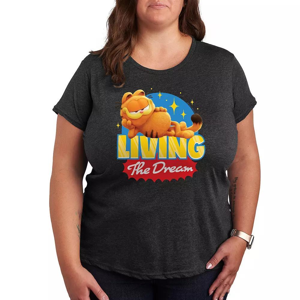 Plus The Garfield Movie Living The Dream Graphic Tee, Women's, Size: 3XL, Heather Grey Product Image