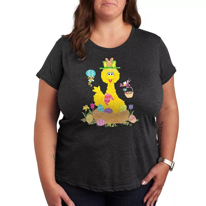 Plus Sesame Street Big Bird Easter Graphic Tee, Womens Heather Grey Product Image