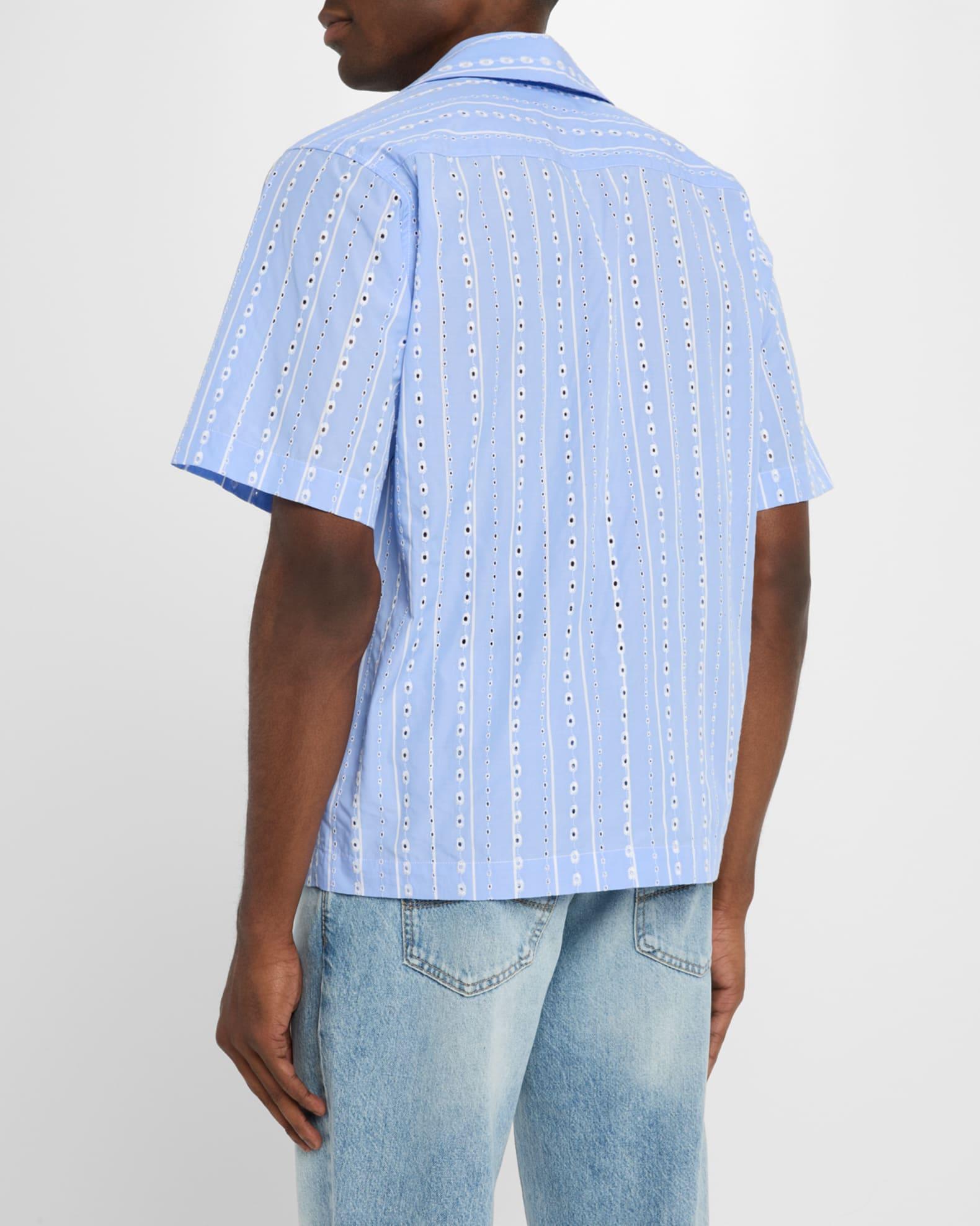 Men's Embroidered Stripe Camp Shirt Product Image