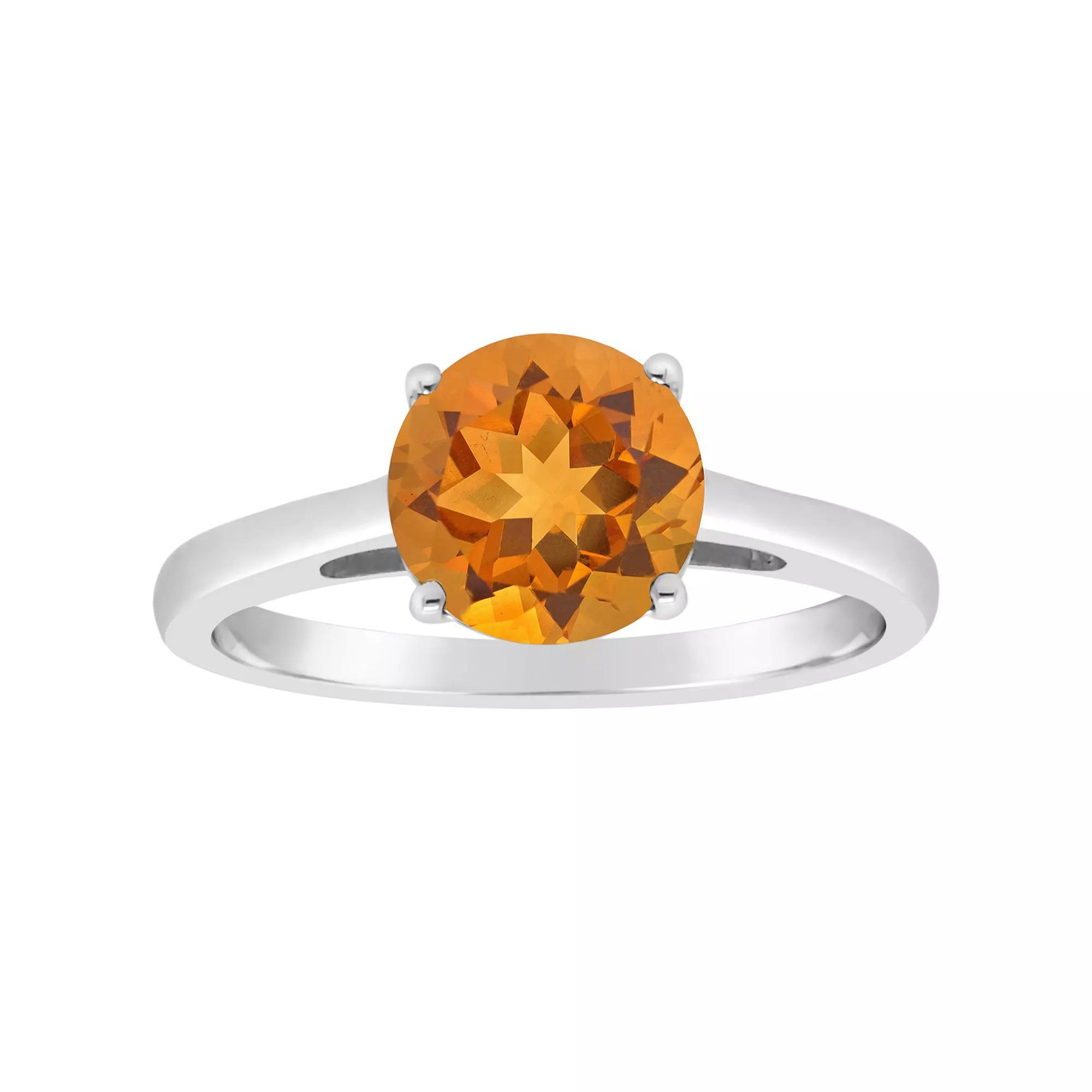 Alyson Layne 14k Gold Round Citrine Solitaire Ring, Women's, Size: 7, 14k White Gold Product Image