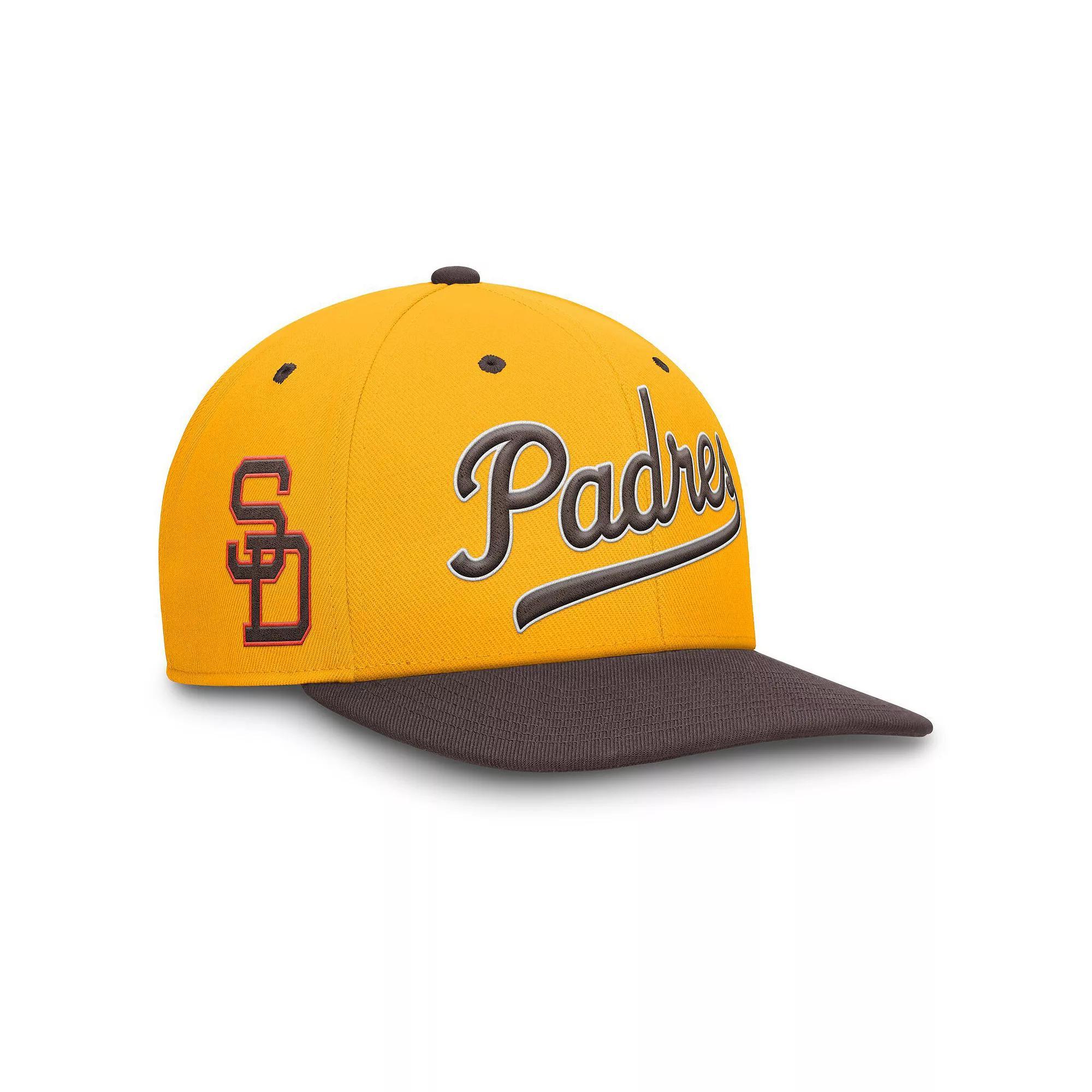 Men's Nike Gold/Brown San Diego Padres Cooperstown Collection Pro Performance Snapback Hat, Size: Medium/Large Product Image