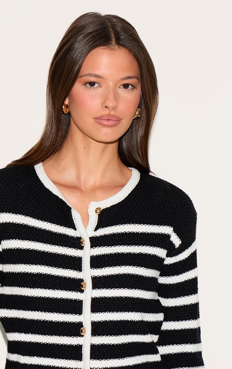 Black Stripe Knitted Cardigan Product Image