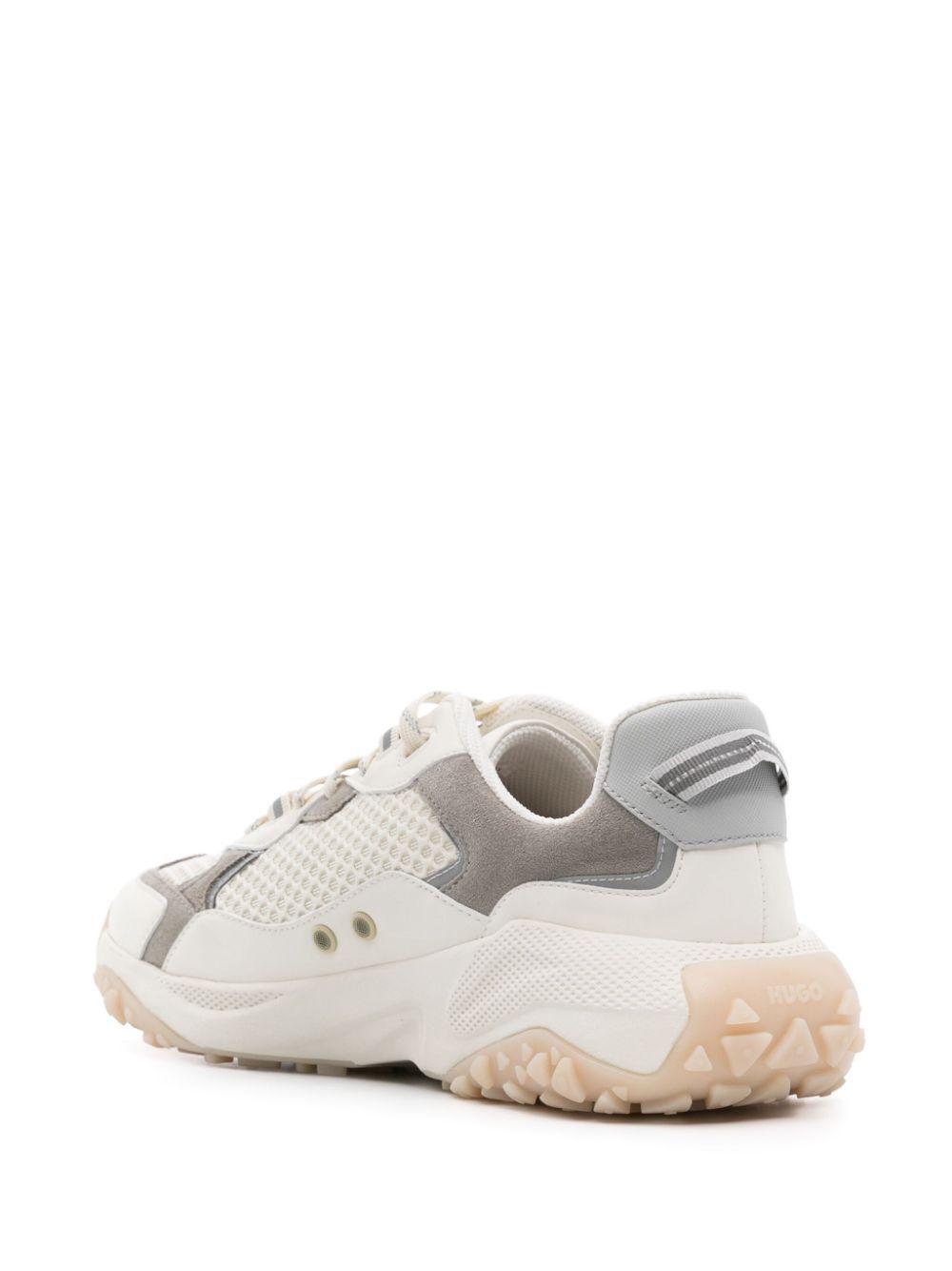 HUGO BOSS Off-white Mixed-material Sneakers In 102-natural Product Image