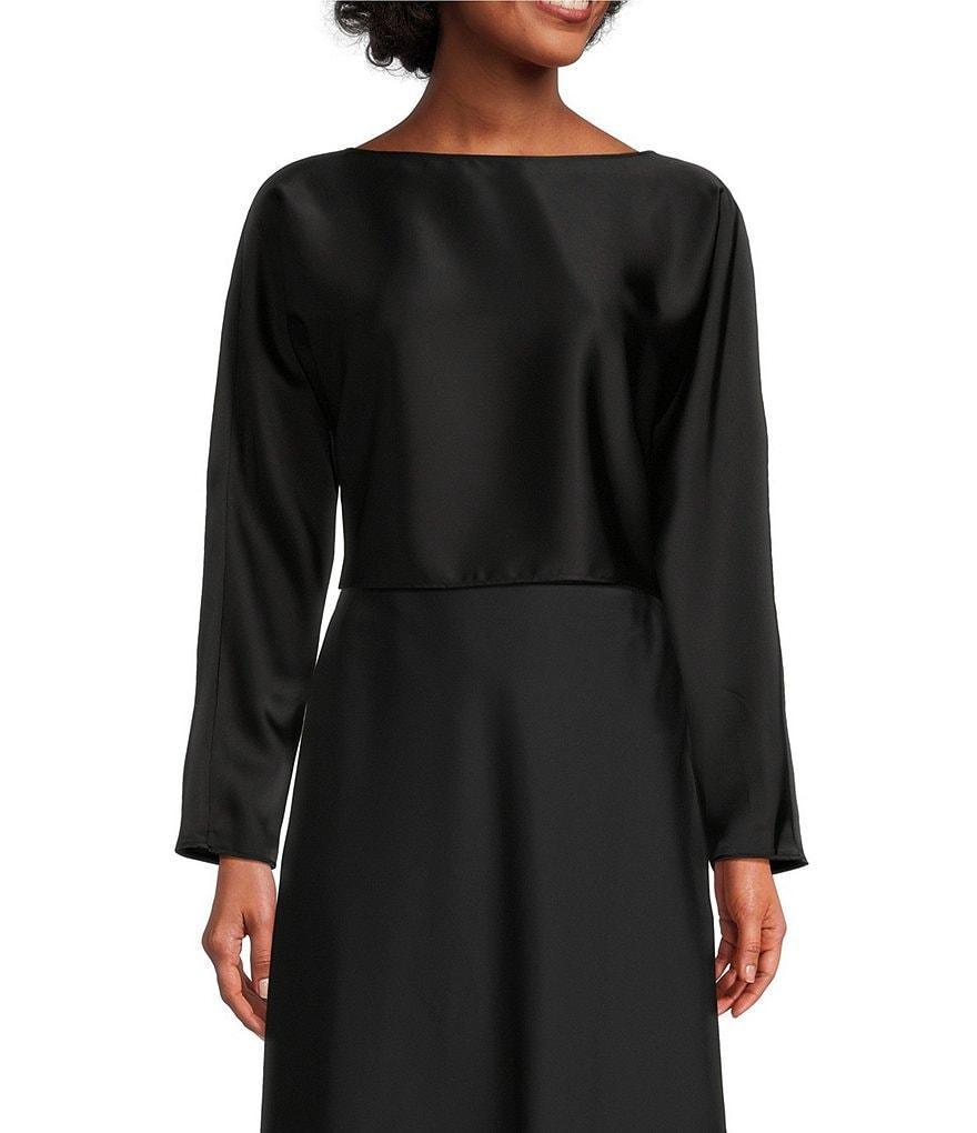 Antonio Melani Blyss Boat Neck Long Sleeve Coordinating Satin Blouse Product Image