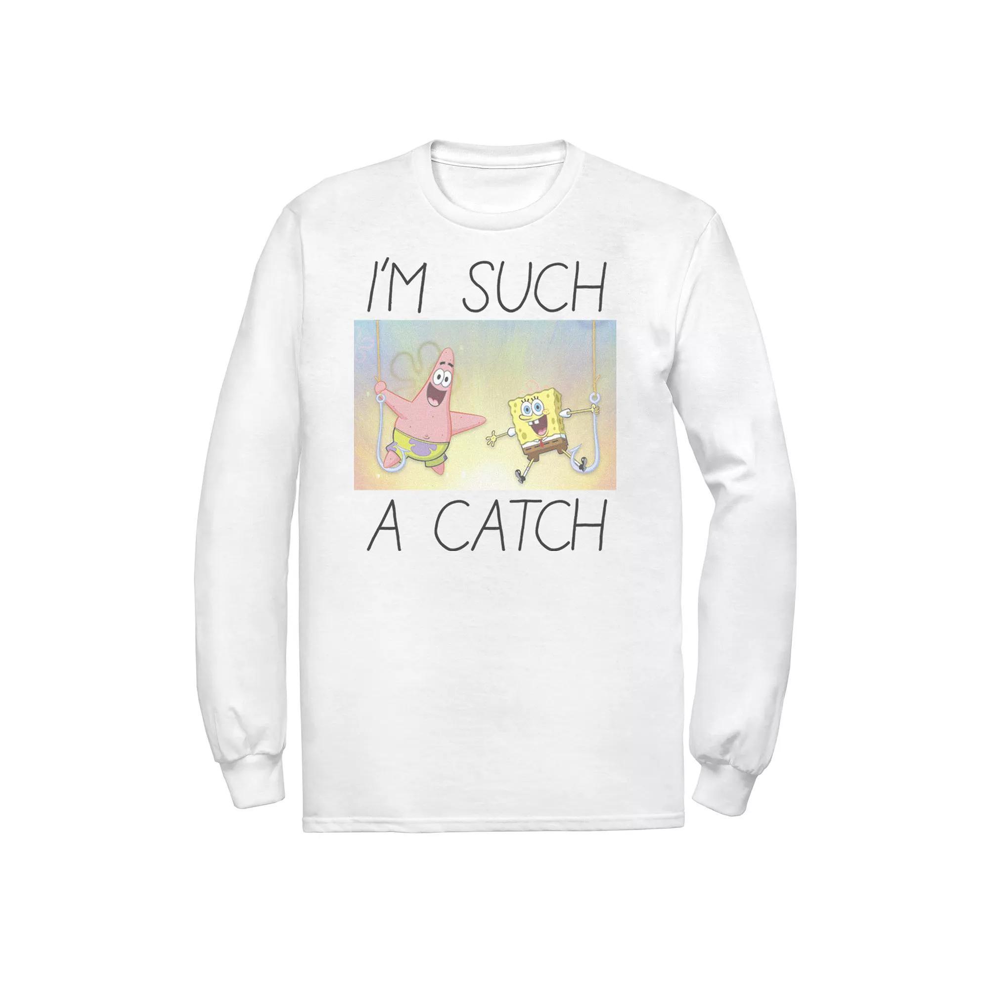 Men's Spongebob I'm Such A Catch Portrait Long Sleeve Tee,  Product Image