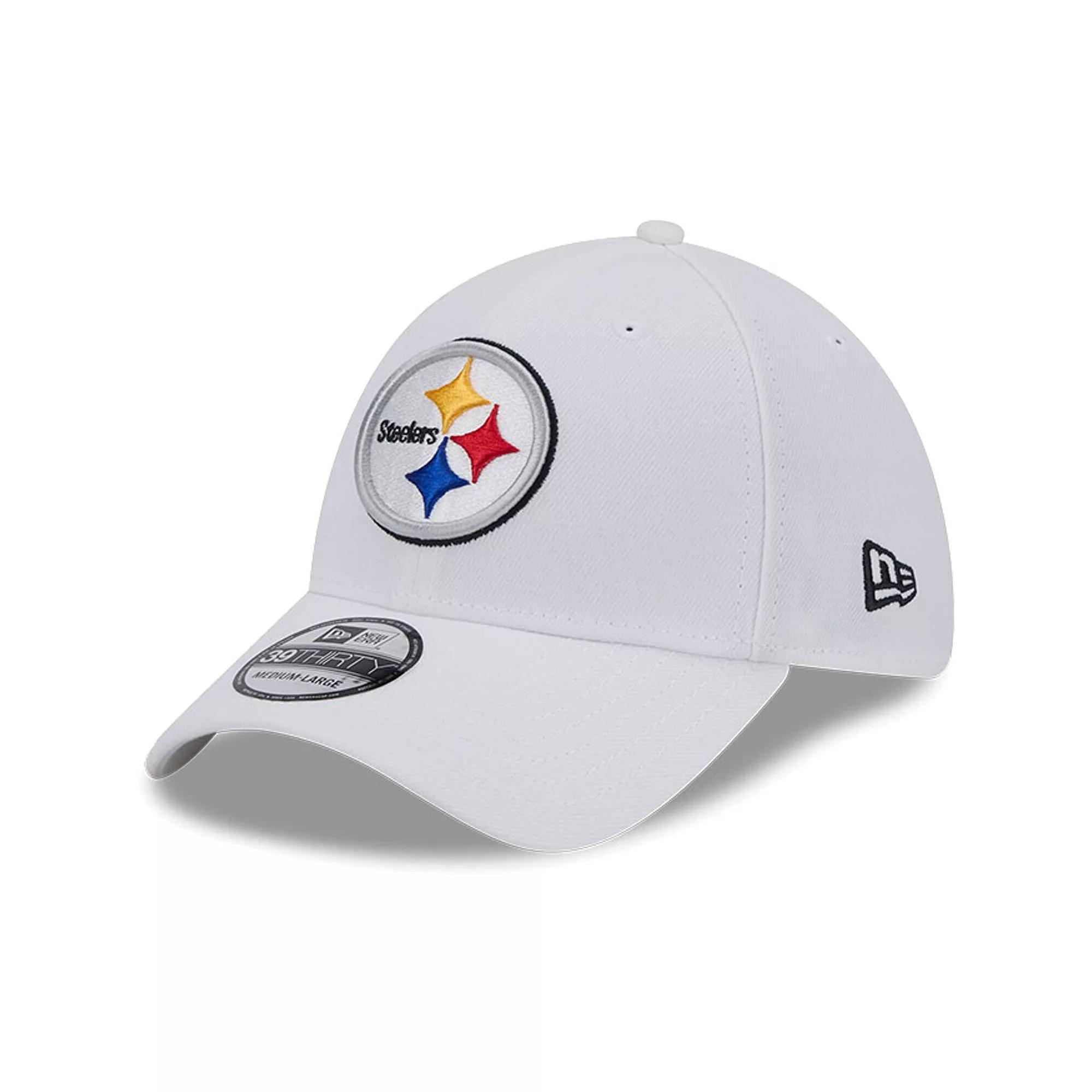 Men's New Era White Pittsburgh Steelers Main 39THIRTY Flex Hat, Size: Small/Medium Product Image
