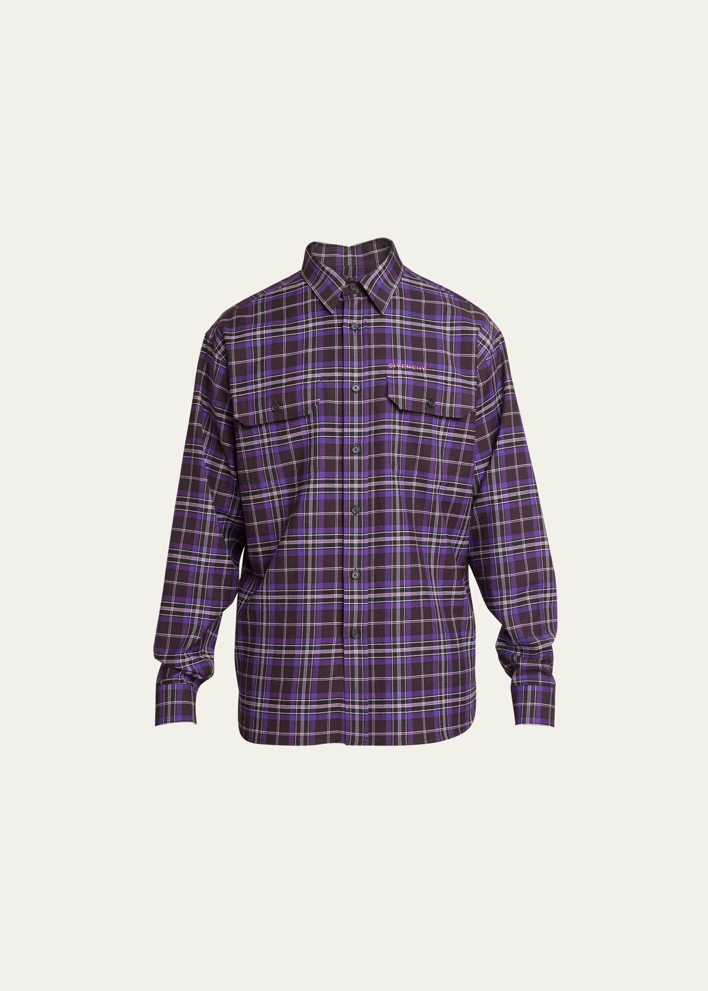 Mens Checked Shirt in Wool and Cotton Product Image