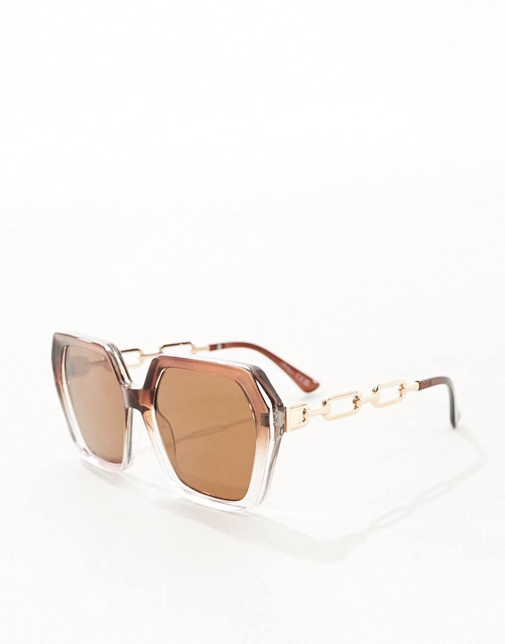 Jeepers Peepers two tone oversized sunglasses in brown Product Image