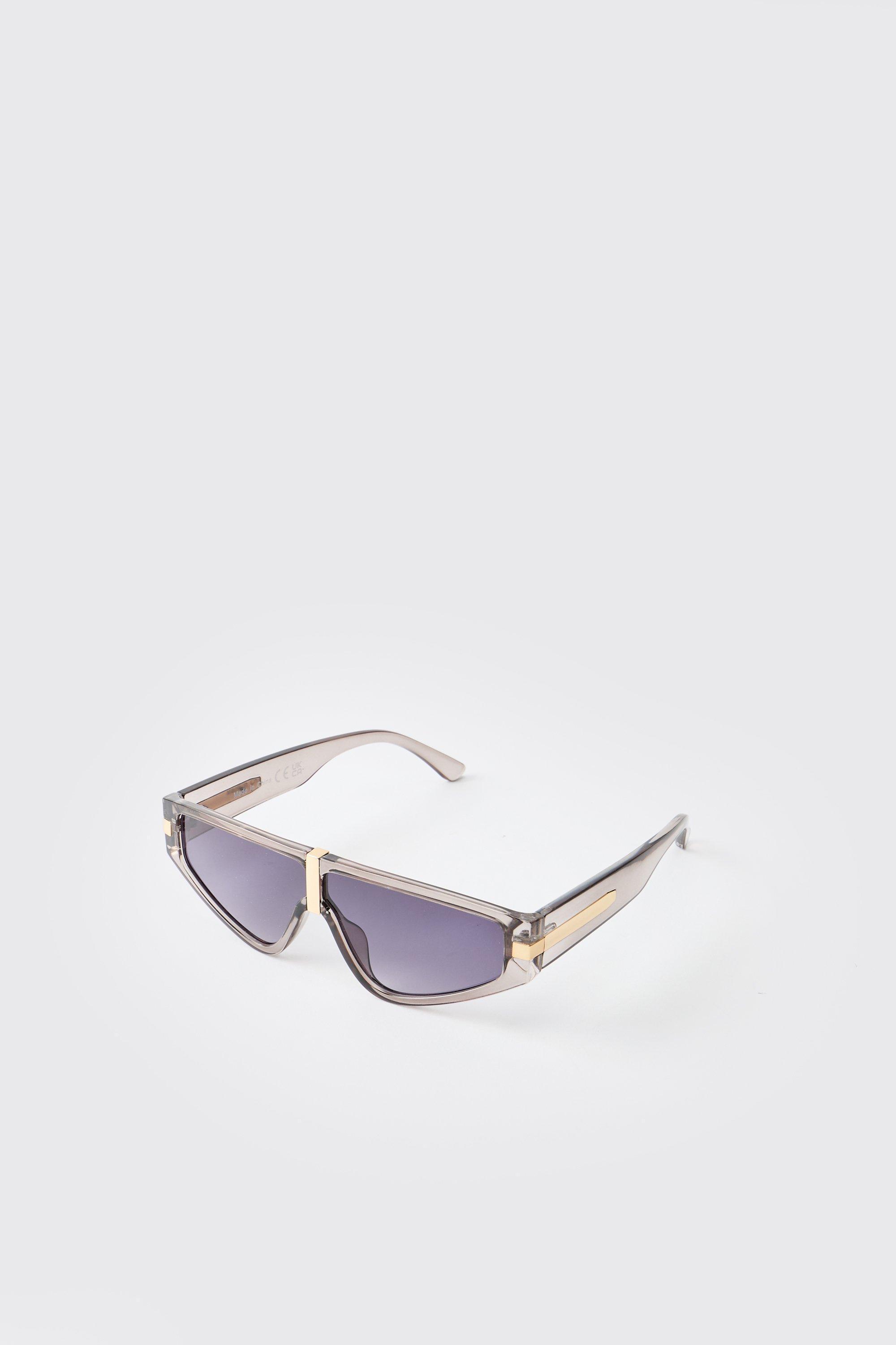 Brown Side Detail Visor Sunglasses | boohooMAN USA Product Image