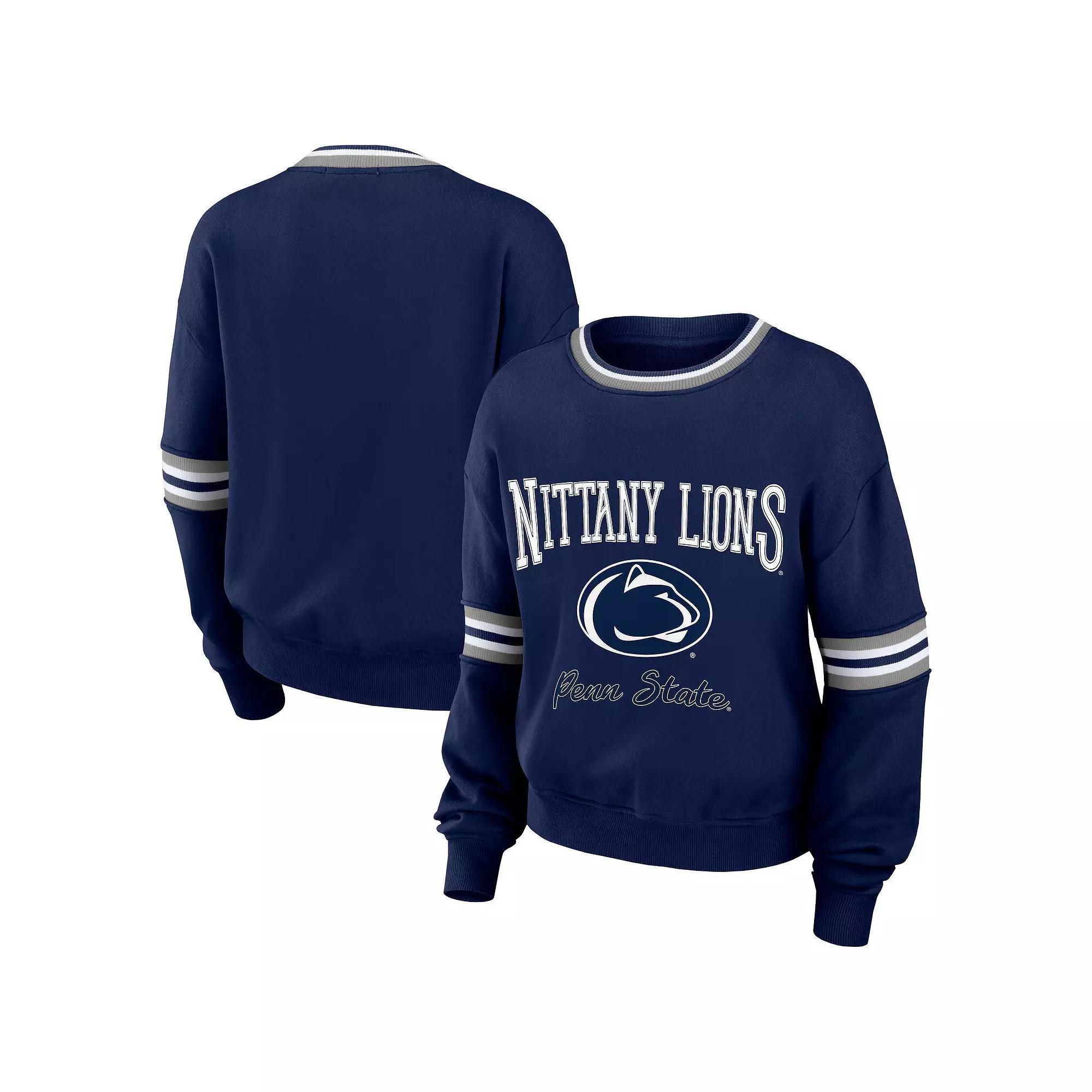 Women's WEAR by Erin Andrews Navy Penn State Nittany Lions Vintage Pullover Sweatshirt, Size: Small, Blue Product Image