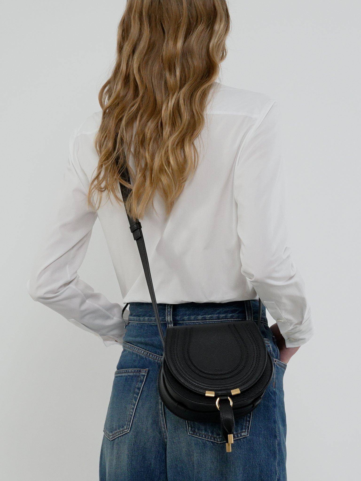 Small Marcie saddle bag in grained leather Product Image