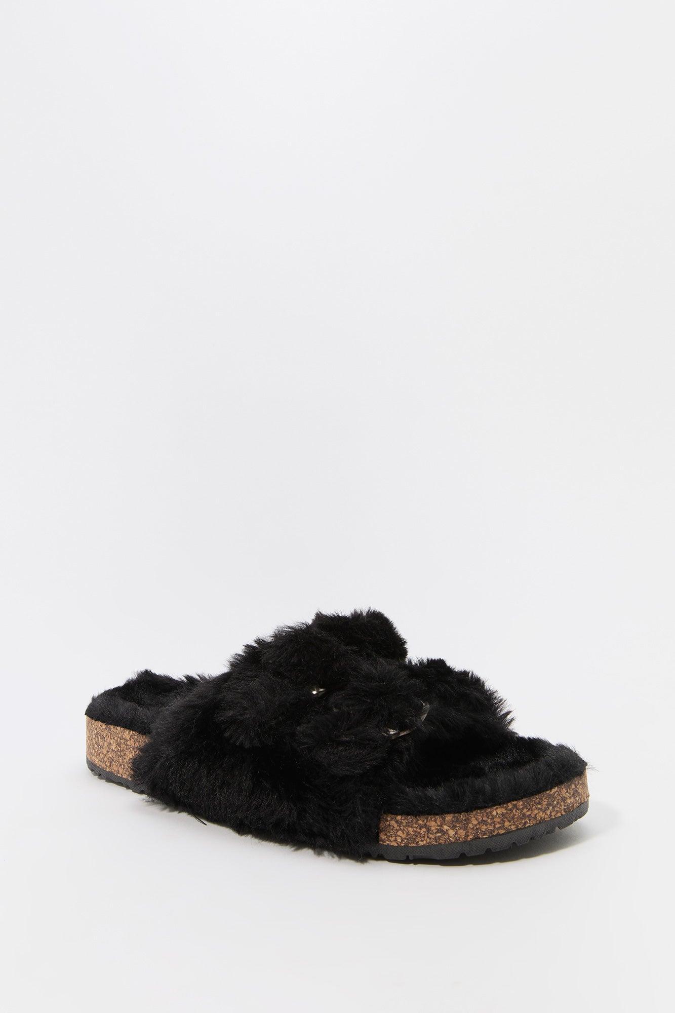 Faux Fur Buckled Cork Slide Female Product Image