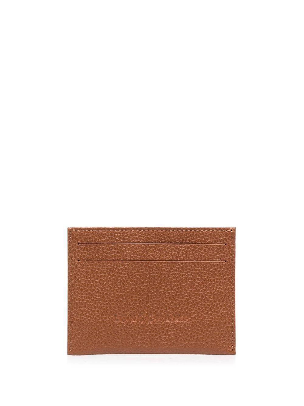 LONGCHAMP Le Foulonné Leather Cardholder In Brown Product Image