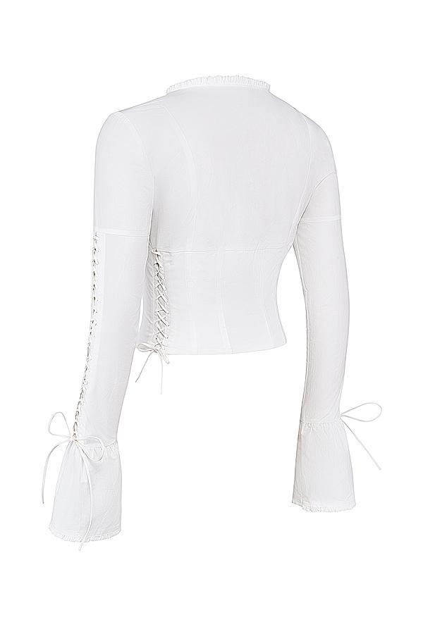 Anissa White Lace Up Top Product Image