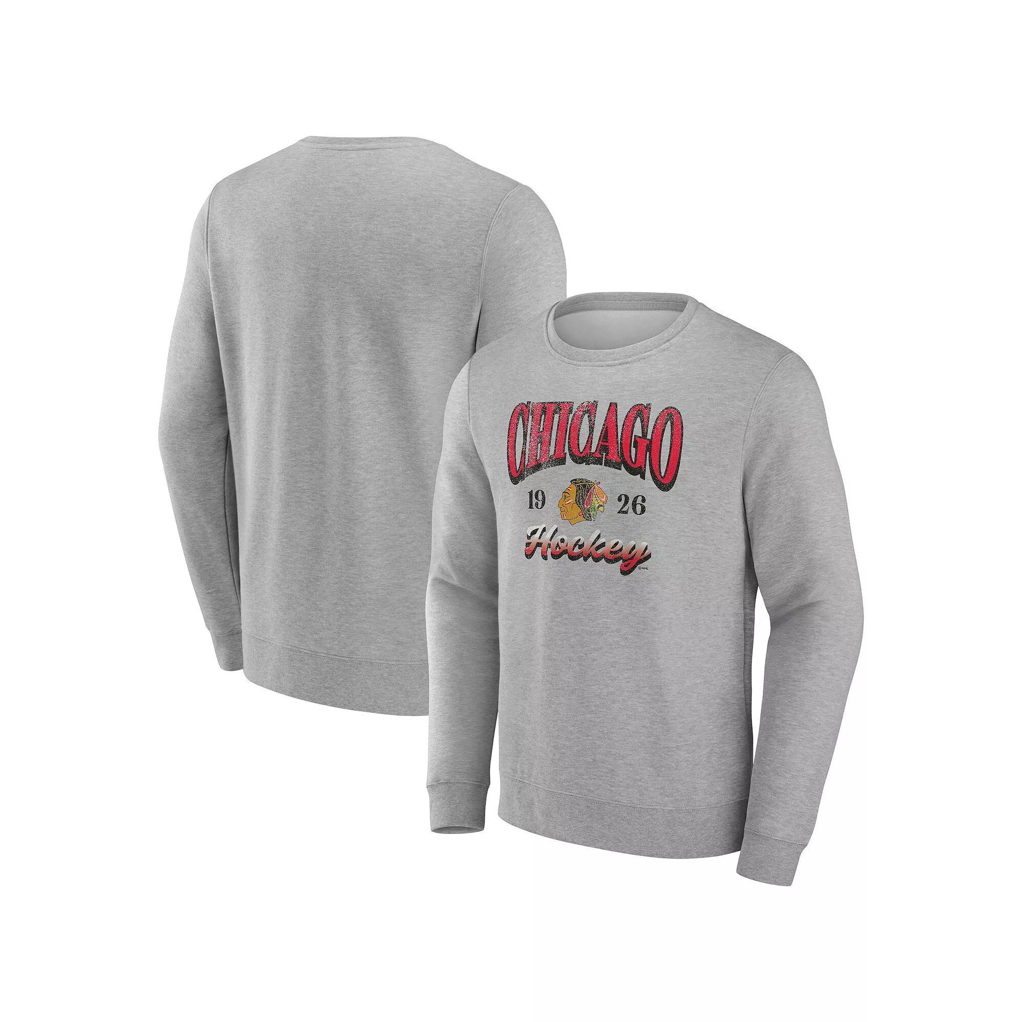 Men's Fanatics Gray Chicago Blackhawks Nimbus Fleece Pullover Sweatshirt, Size: Medium, Grey Product Image