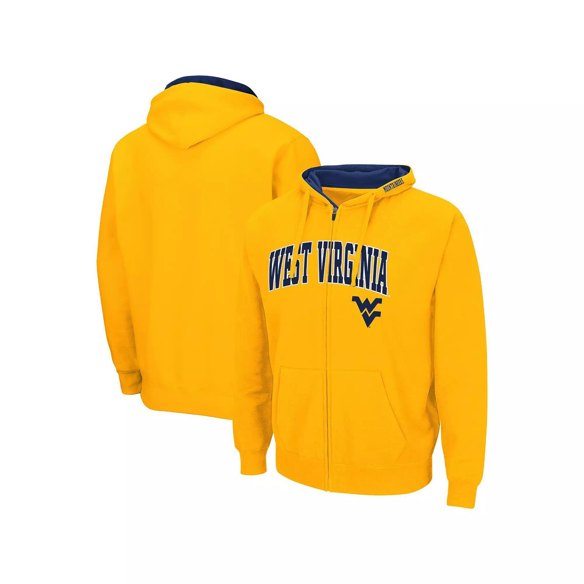 Men's Colosseum Gold West Virginia Mountaineers Arch & Logo 3.0 Full-Zip Hoodie,  Product Image