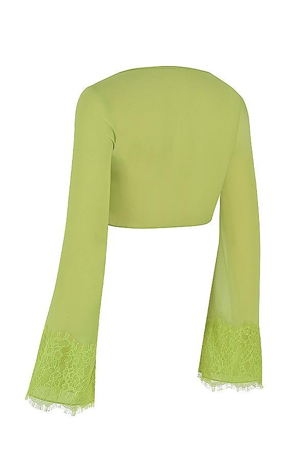 Madeline Lime Green Georgette Maxi Skirt Product Image