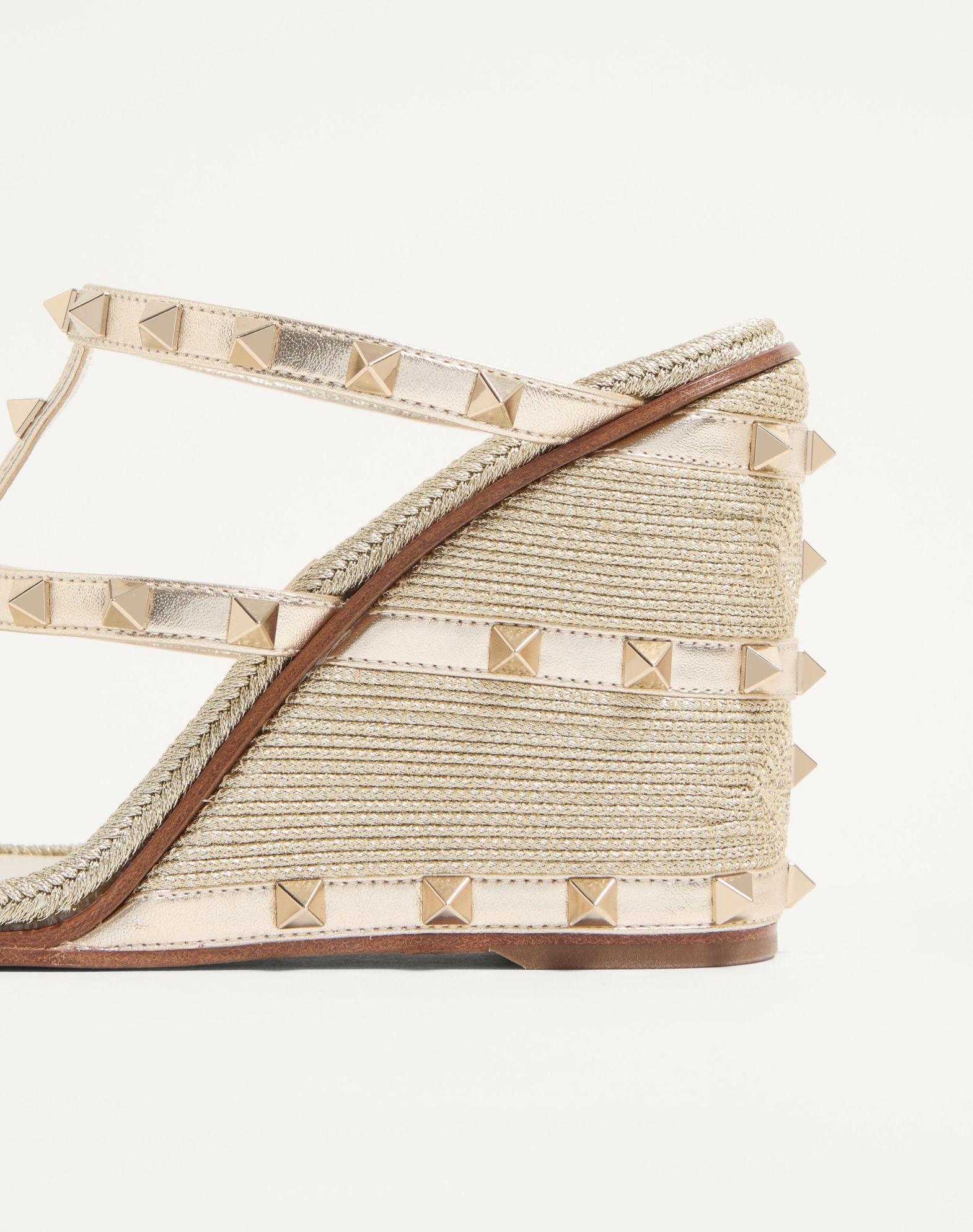Rockstud Wedge Sandal In Laminated Nappa With Cornely Embroidery 100Mm Product Image