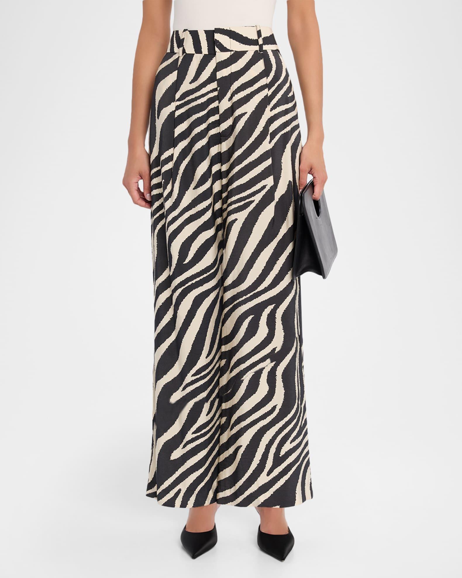 Zebra Cropped Pleated Trousers Product Image