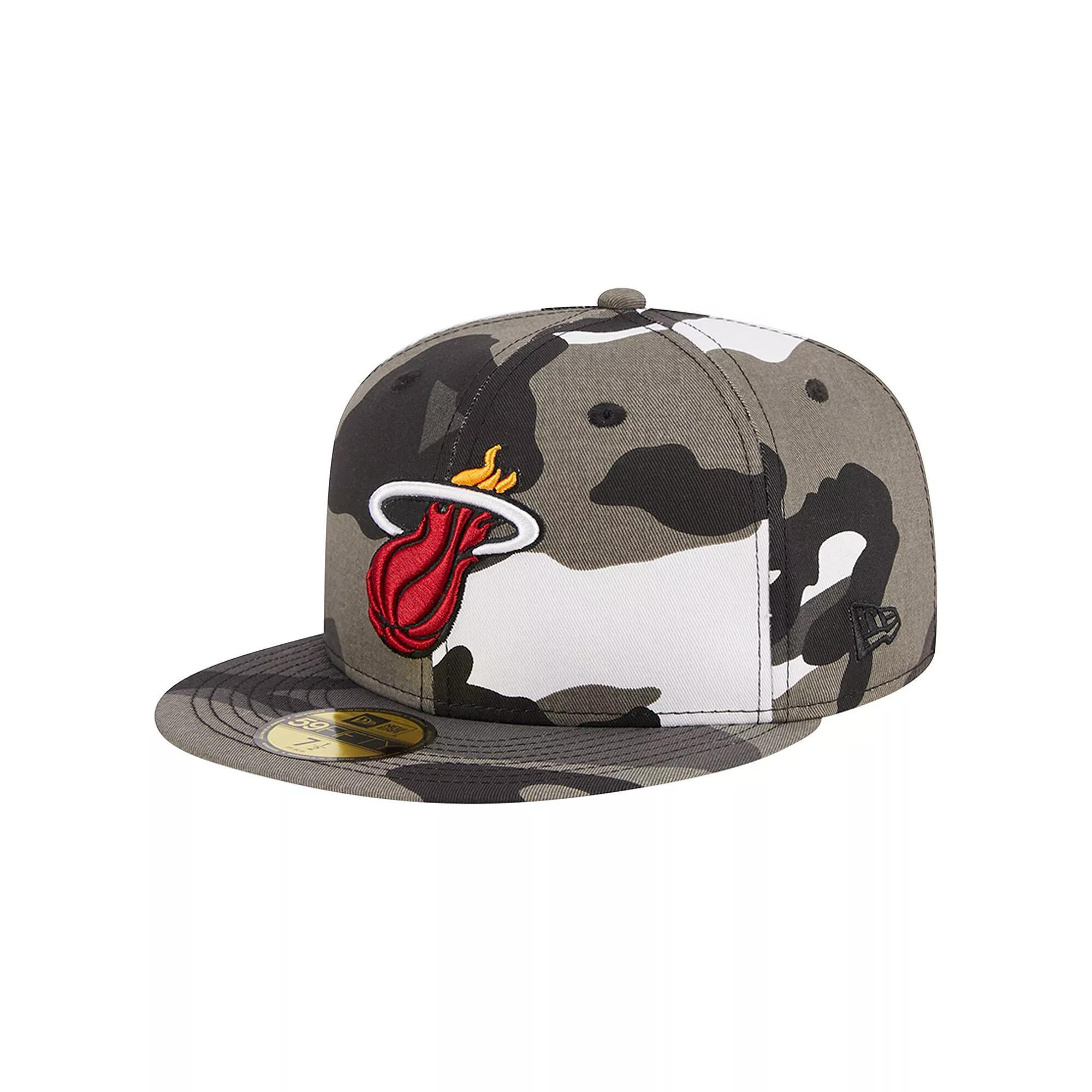 Men's New Era Miami Heat Snow Camo 59FIFTY Fitted Hat, Size: 7 1/8, Green Product Image