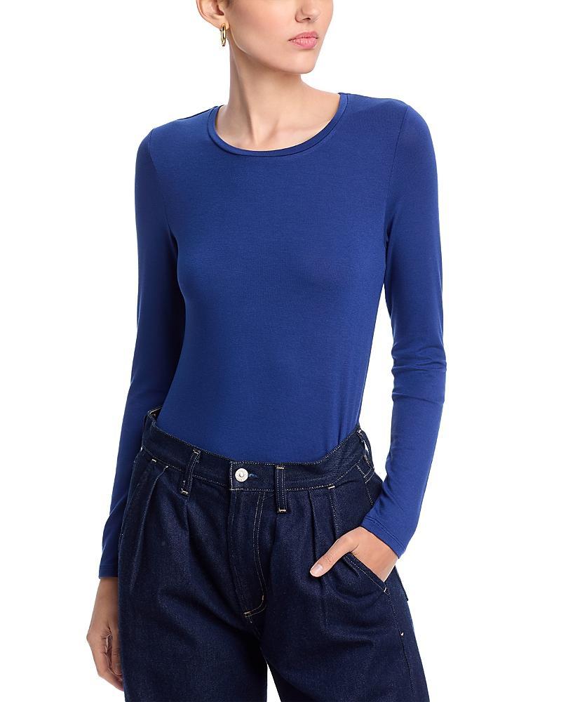 Soft Touch Flat-Edge Long-Sleeve Crewneck Top Product Image