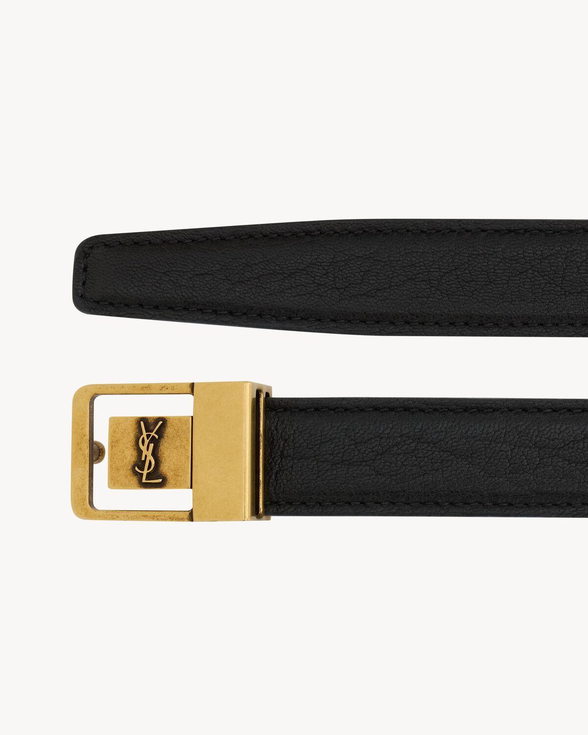 LA 66 buckle thin belt in grained lambskin | Saint Laurent | YSL.com Product Image