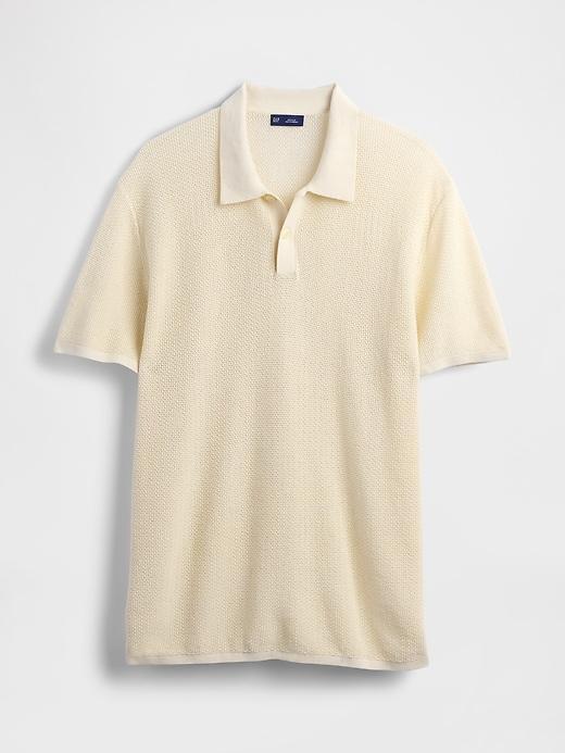 Textured Crochet Polo Shirt Product Image