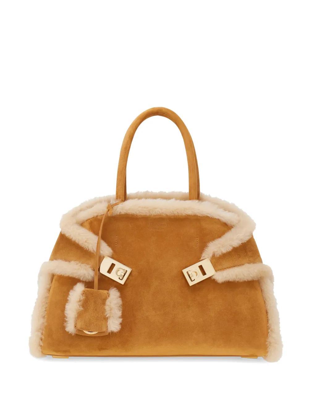 FERRAGAMO Small Hug Tote Bag In Naturale6 Product Image