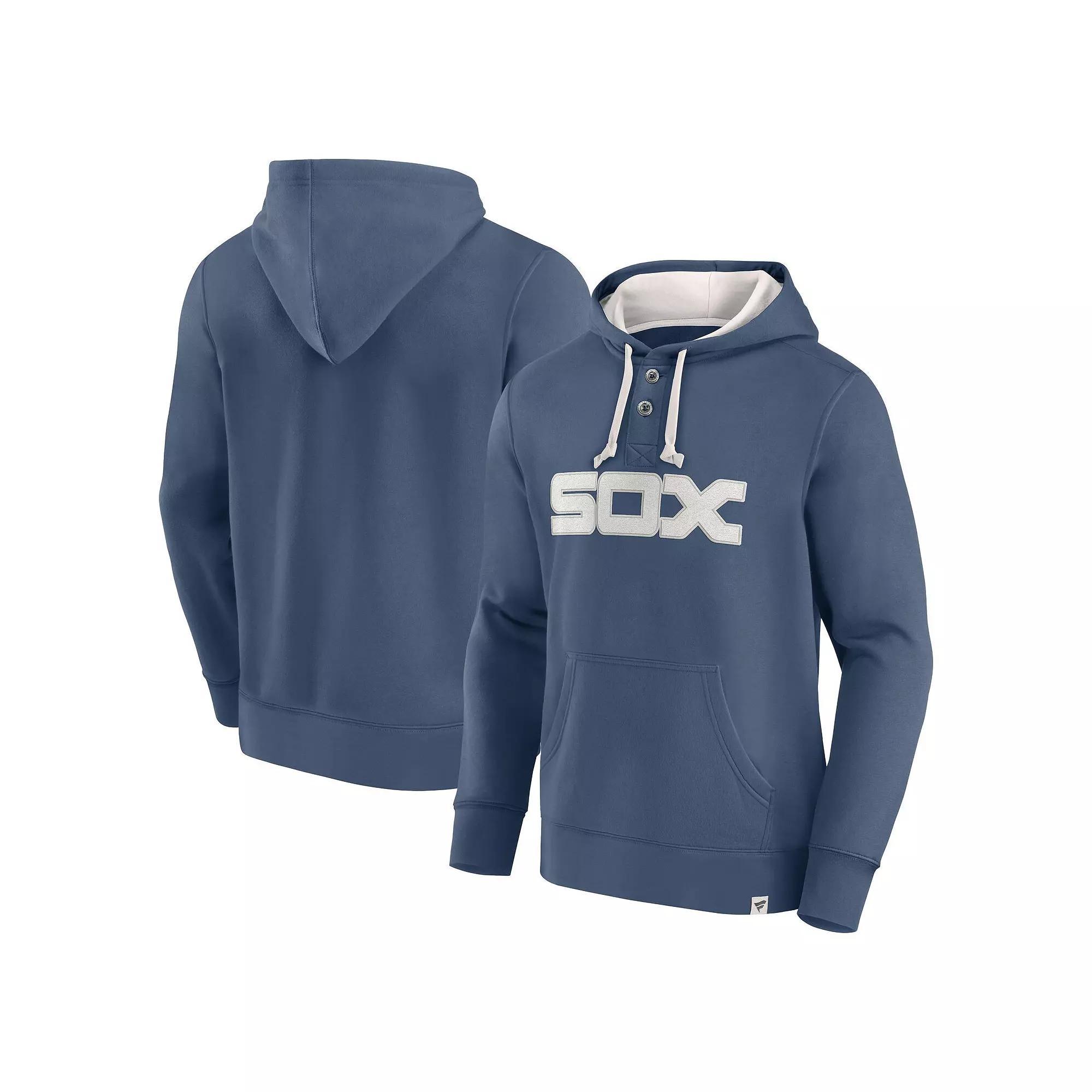 Men's Fanatics Branded Navy Chicago White Sox Plan for Adversity Henley Fleece Pullover Hoodie,  Product Image