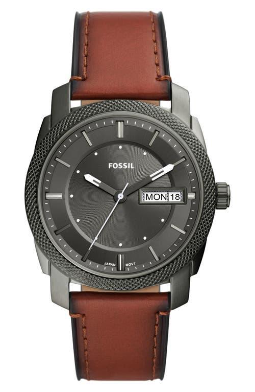 Men's Fossil Machine Gunmetal Grey Brown Leather Strap Watch with Grey Dial (Model: Fs5900) Product Image