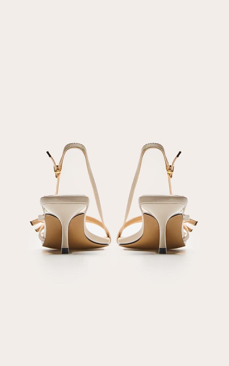Cream Wide Fit Patent Pu Point Toe Multi Buckle Low Heeled Sandals Product Image