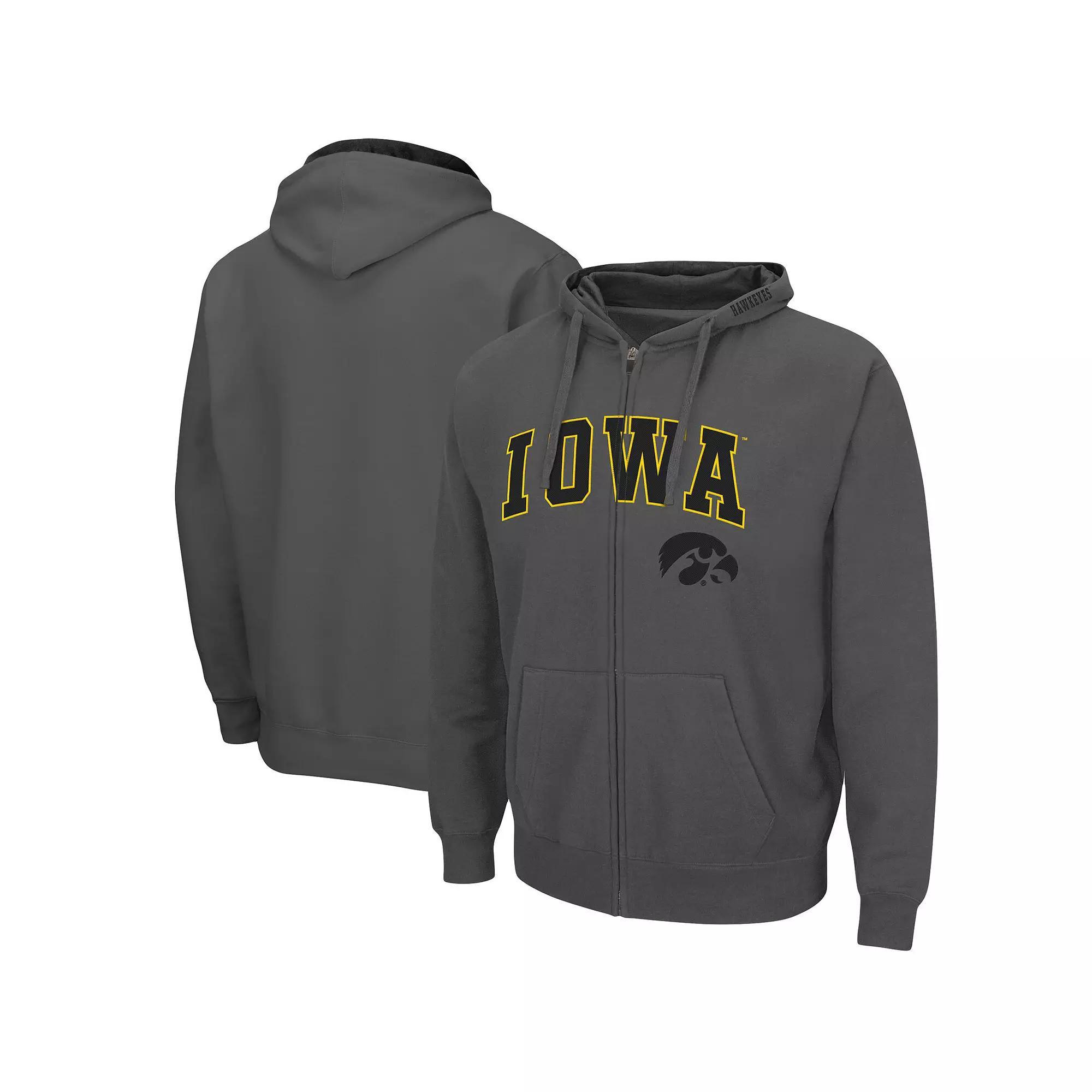 Men's Colosseum Charcoal NDSU Bison Arch & Logo 3.0 Full-Zip Hoodie,  Product Image