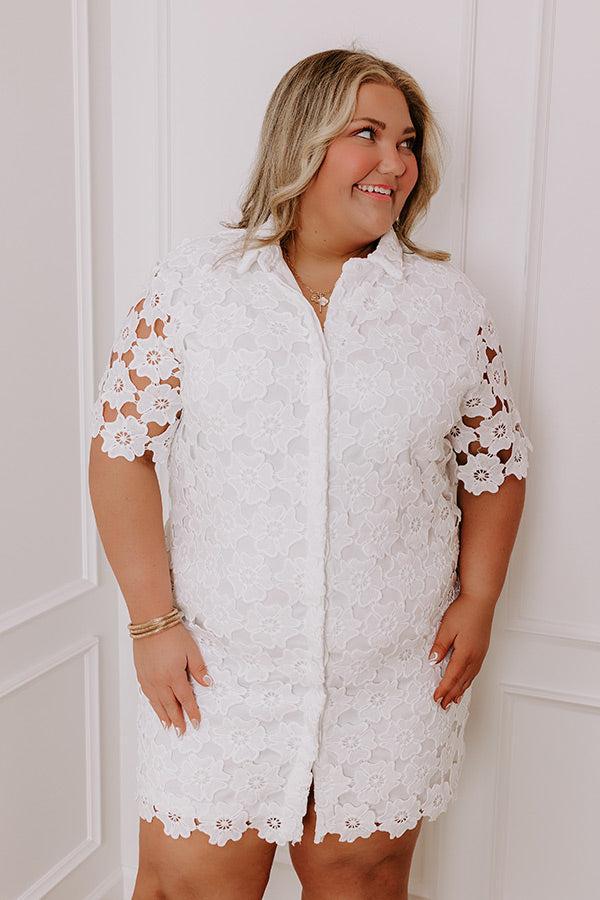 Sunshine Sunday Crochet Mini Dress in White Curves Product Image