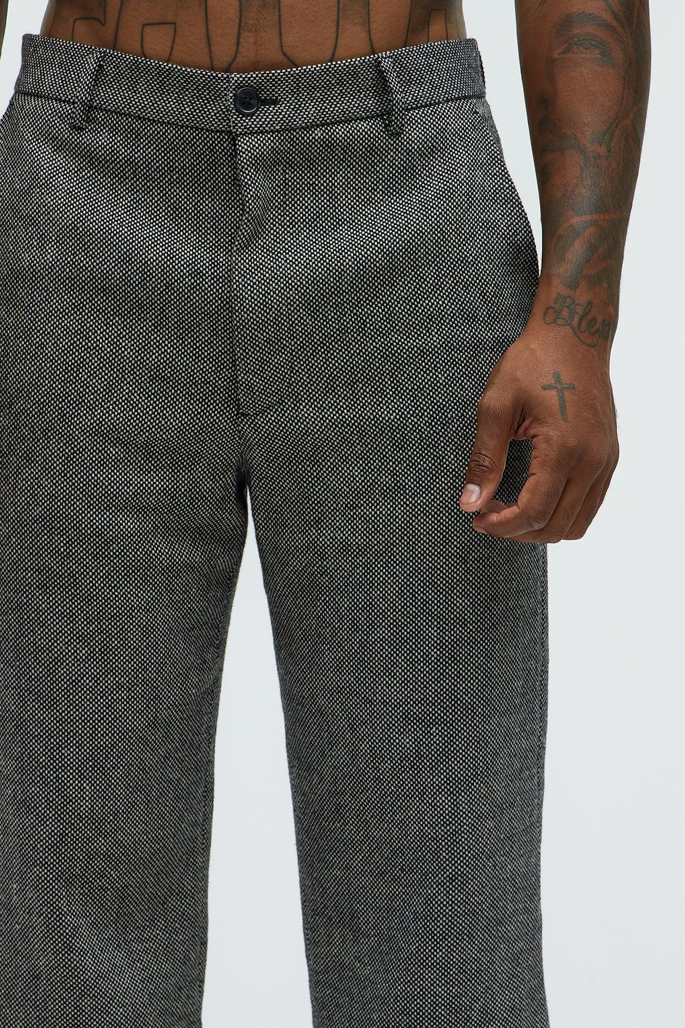 Hancock Tweed Textured Relaxed Straight Trousers - Charcoal Product Image