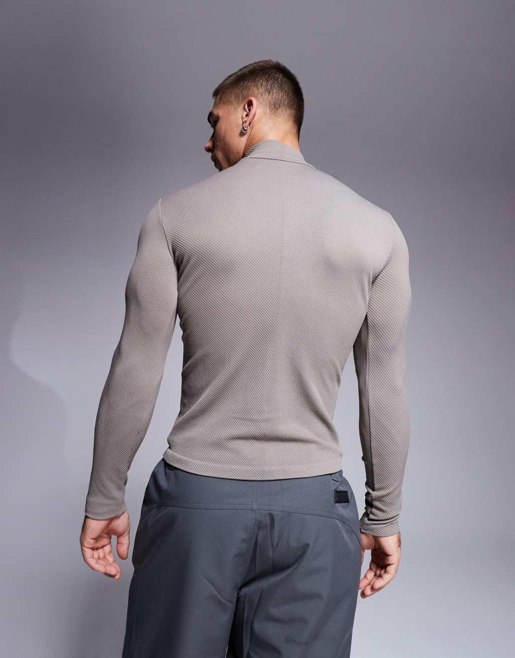 ASOS 4505 Ski seamless thermal base layer 1/4 zip top in clay Product Image