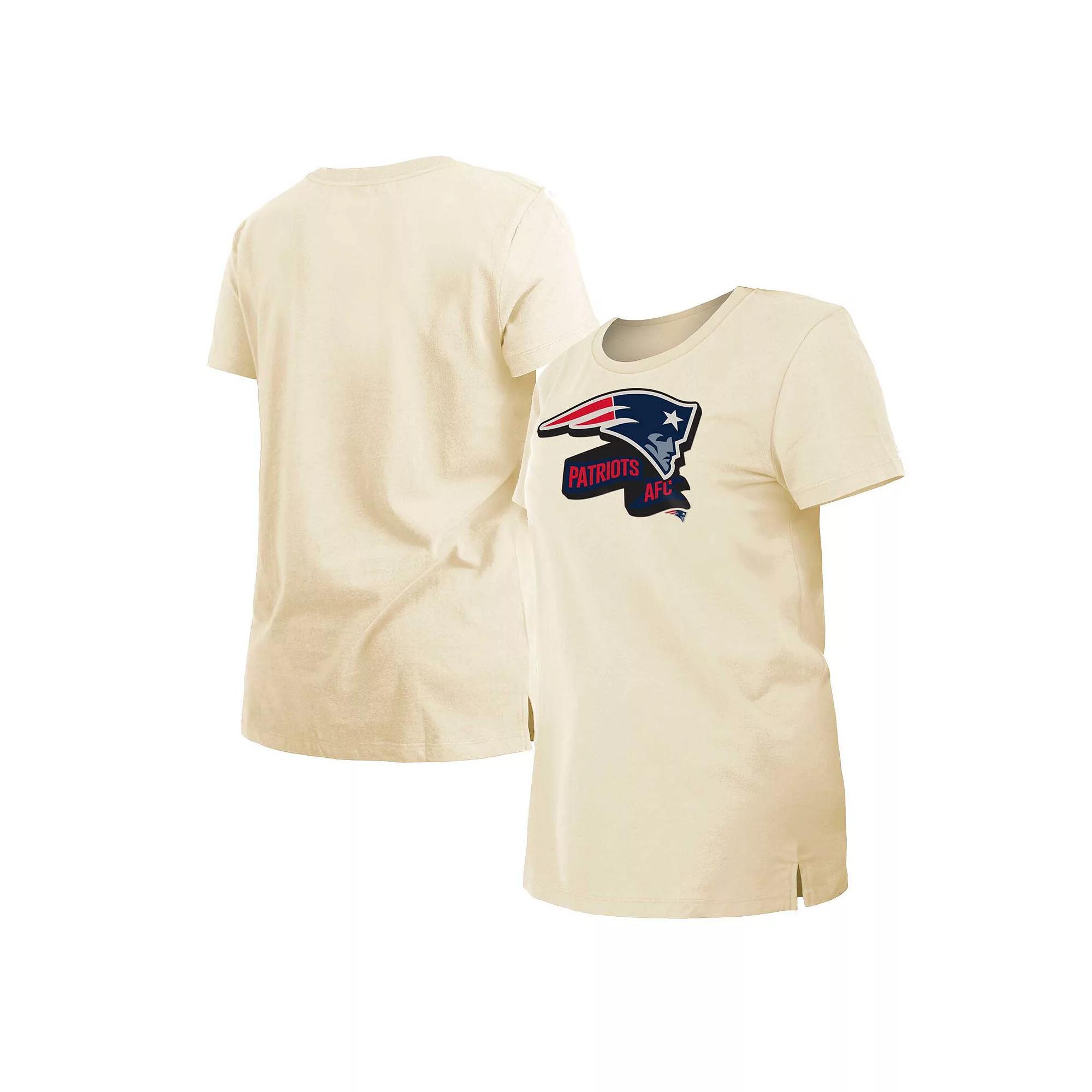 Women's New Era Cream New England Patriots Chrome Sideline T-Shirt, Size: Large, Beige Product Image