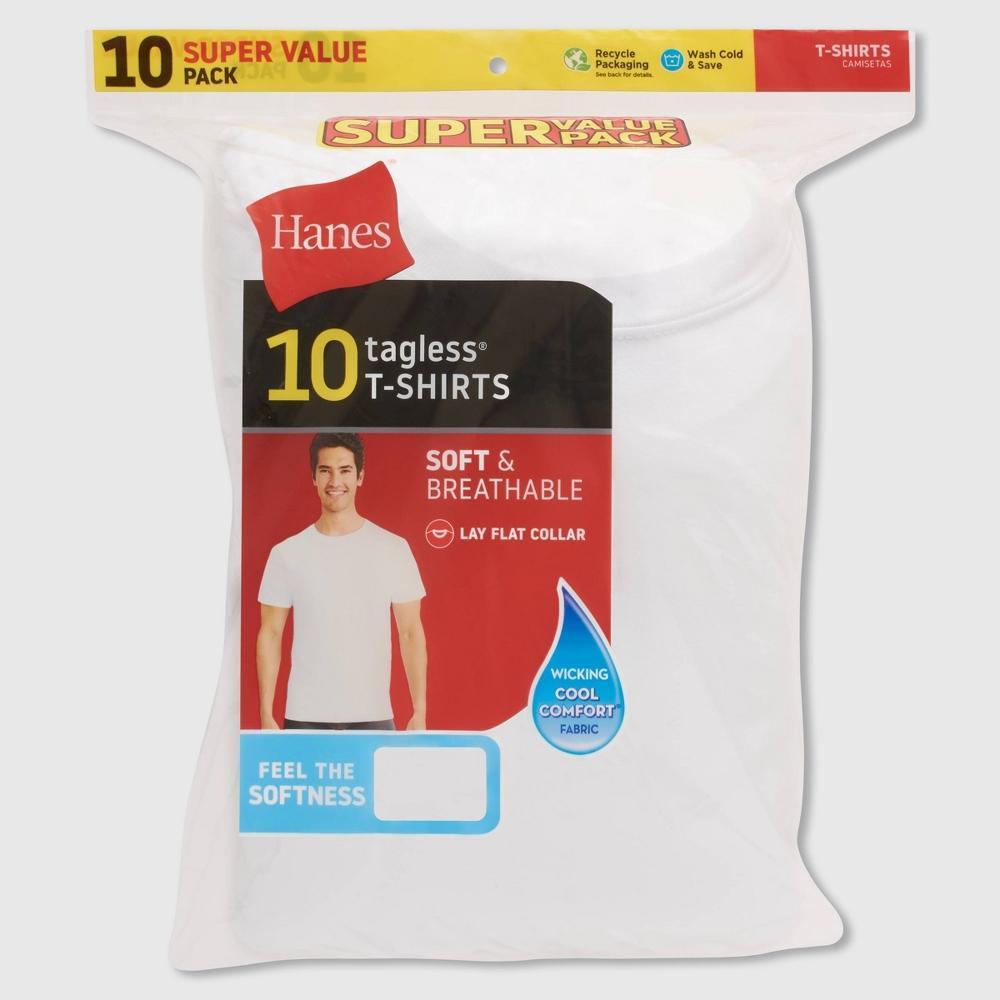 Hanes Mens Cotton Undershirt Super Value Pack, Moisture-Wicking, White, 10-pack XL Product Image